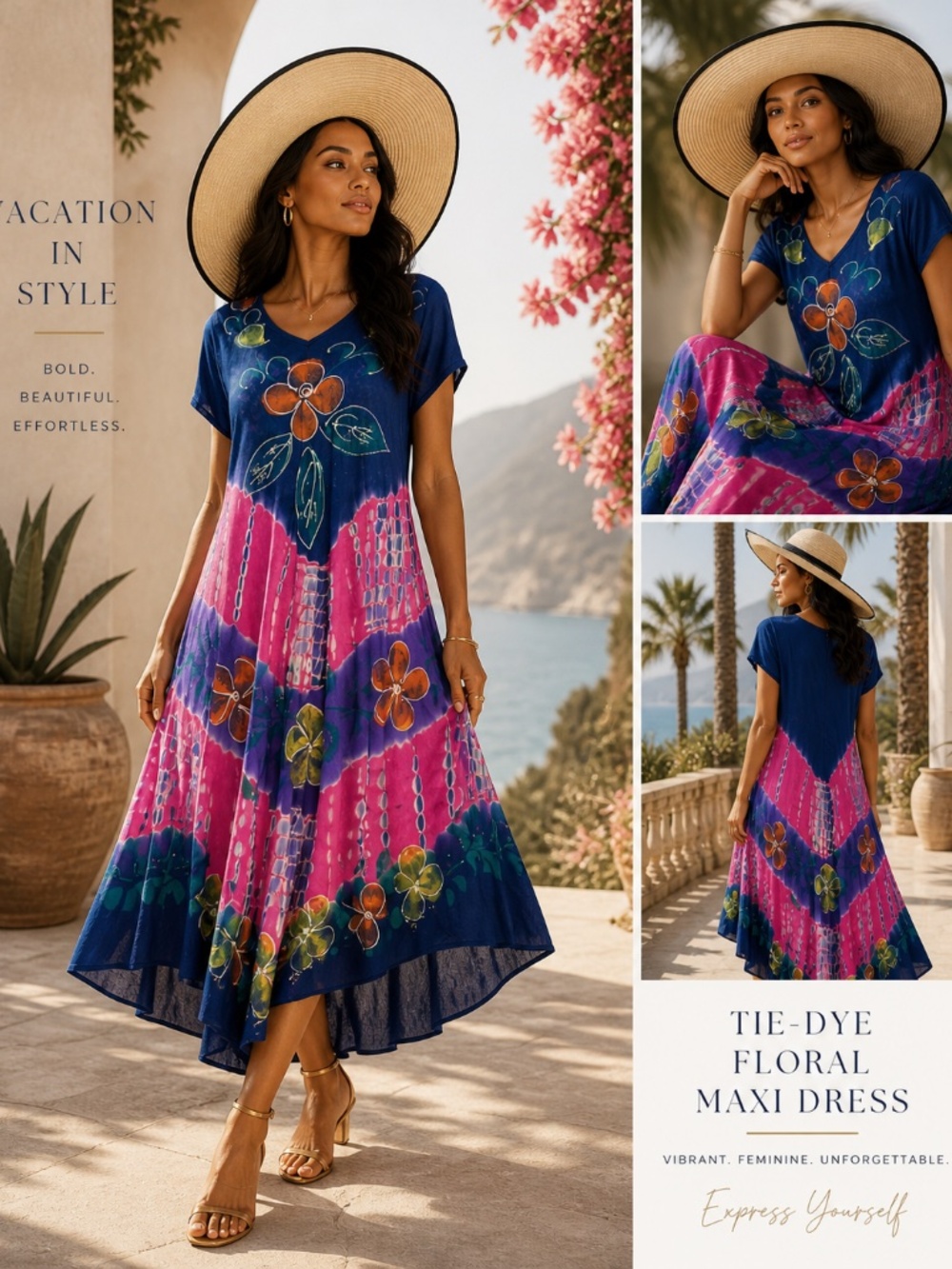 🌺 Exert Brand Floral Multicolor Asymmetrical Dress – Women’s Size OS 🌺
